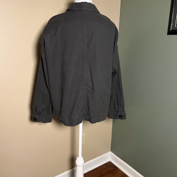 Eileen Fisher Jacket Womens Large Black Organic Cotton Hemp Smock Boxy - Picture 4 of 8